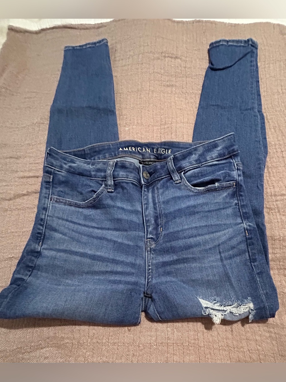 American Eagle Outfitters Dark Blue High-Rise Skinny Jeans-Size 6 EC